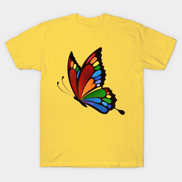 Rainbow Butterfly T-Shirt by AlondraHanley